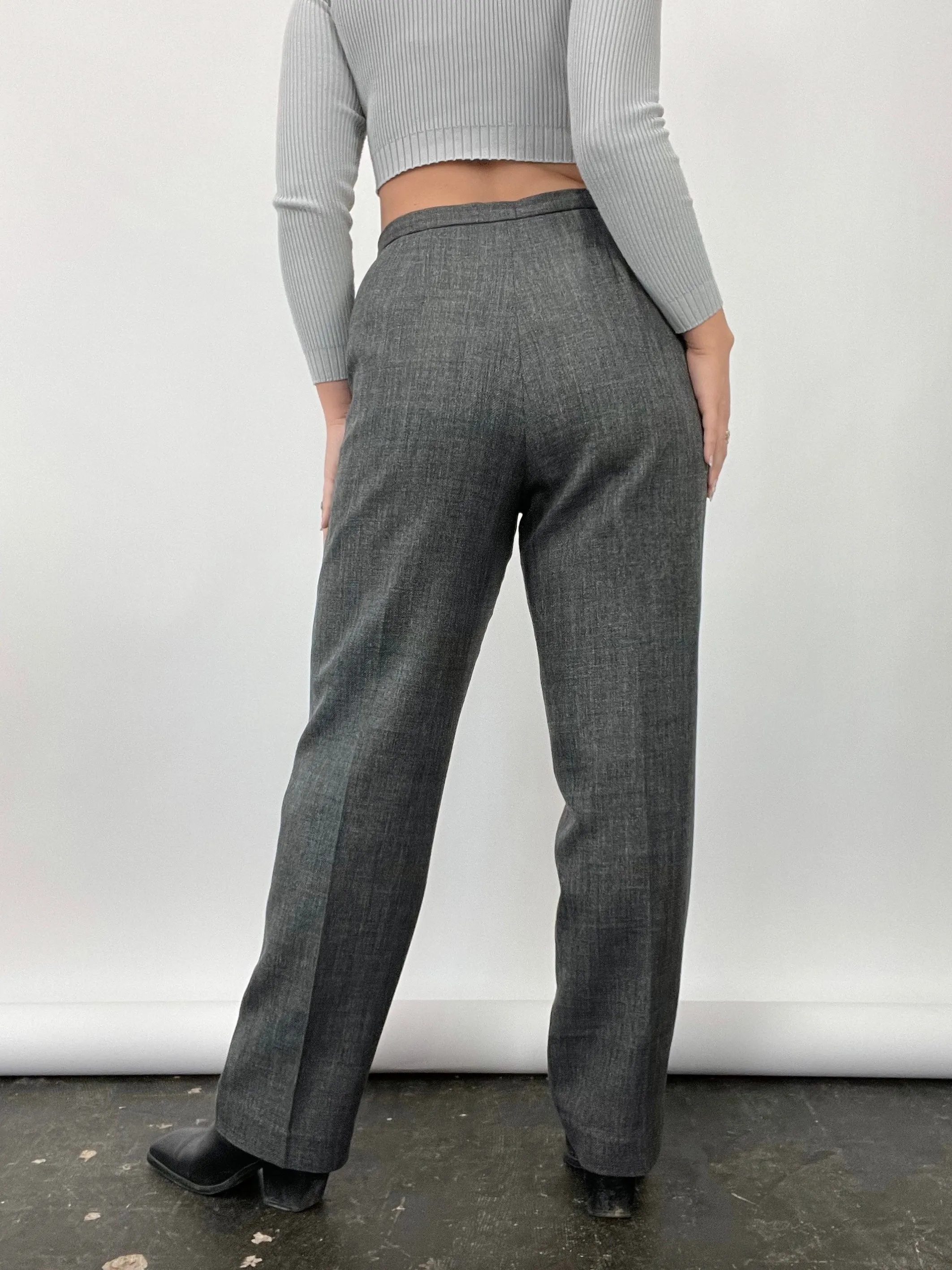 90s Vintage Larry Levine Marled Grey Trousers (W32")