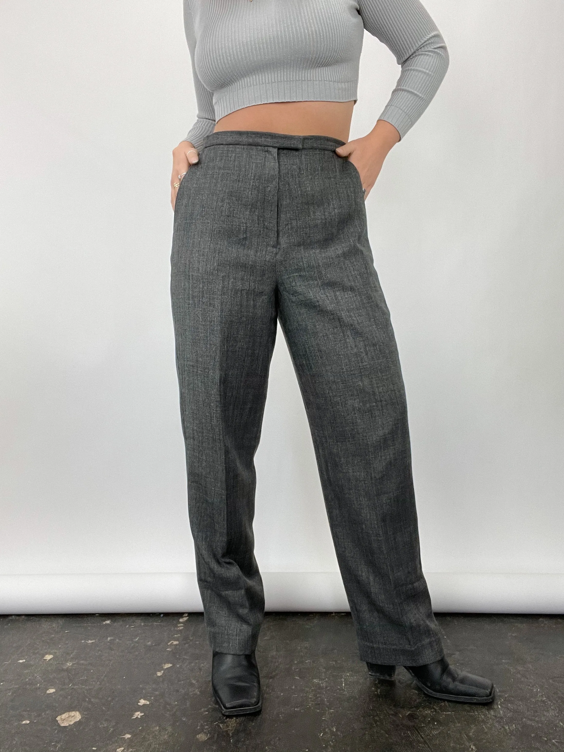 90s Vintage Larry Levine Marled Grey Trousers (W32")