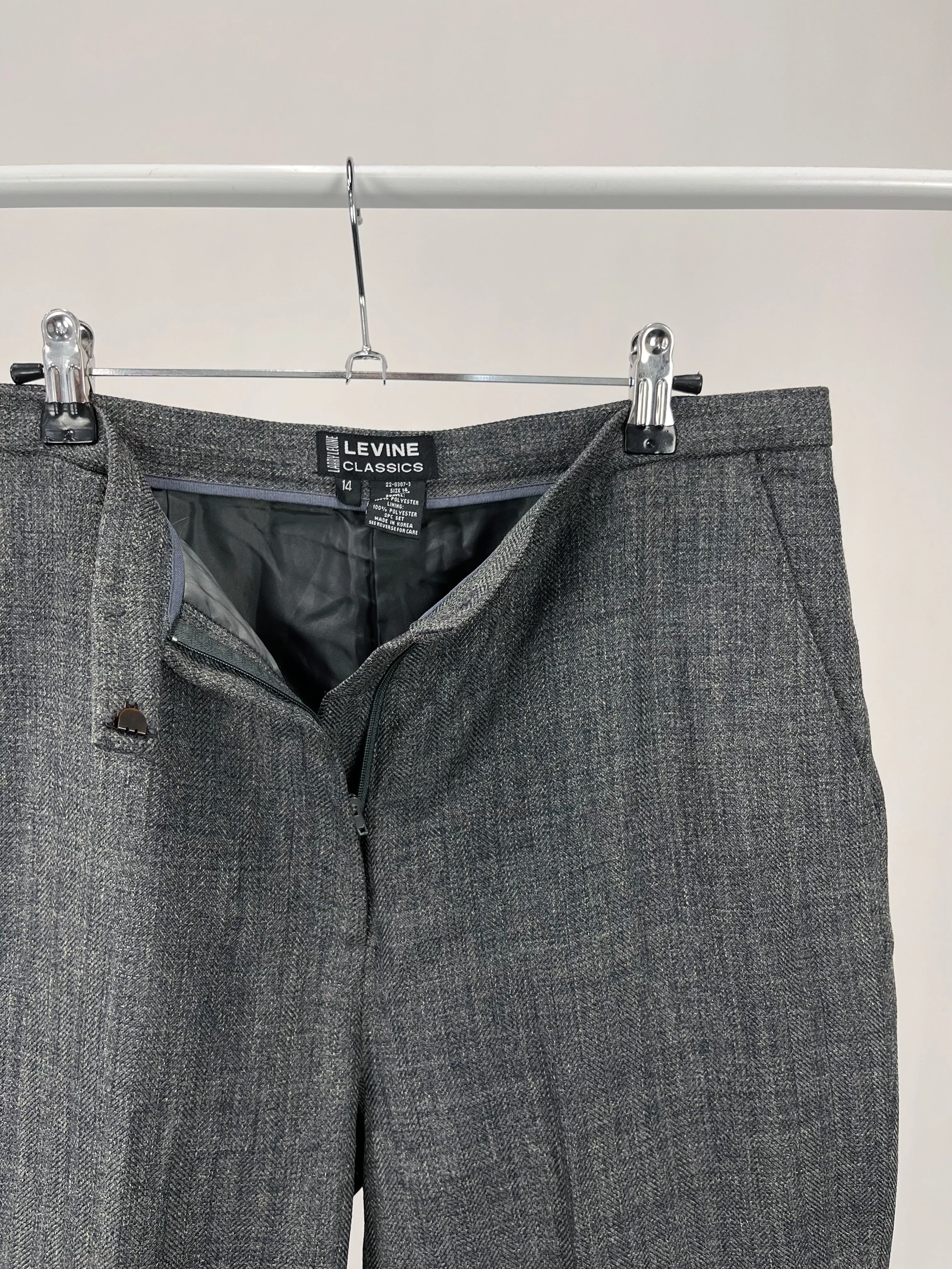90s Vintage Larry Levine Marled Grey Trousers (W32")
