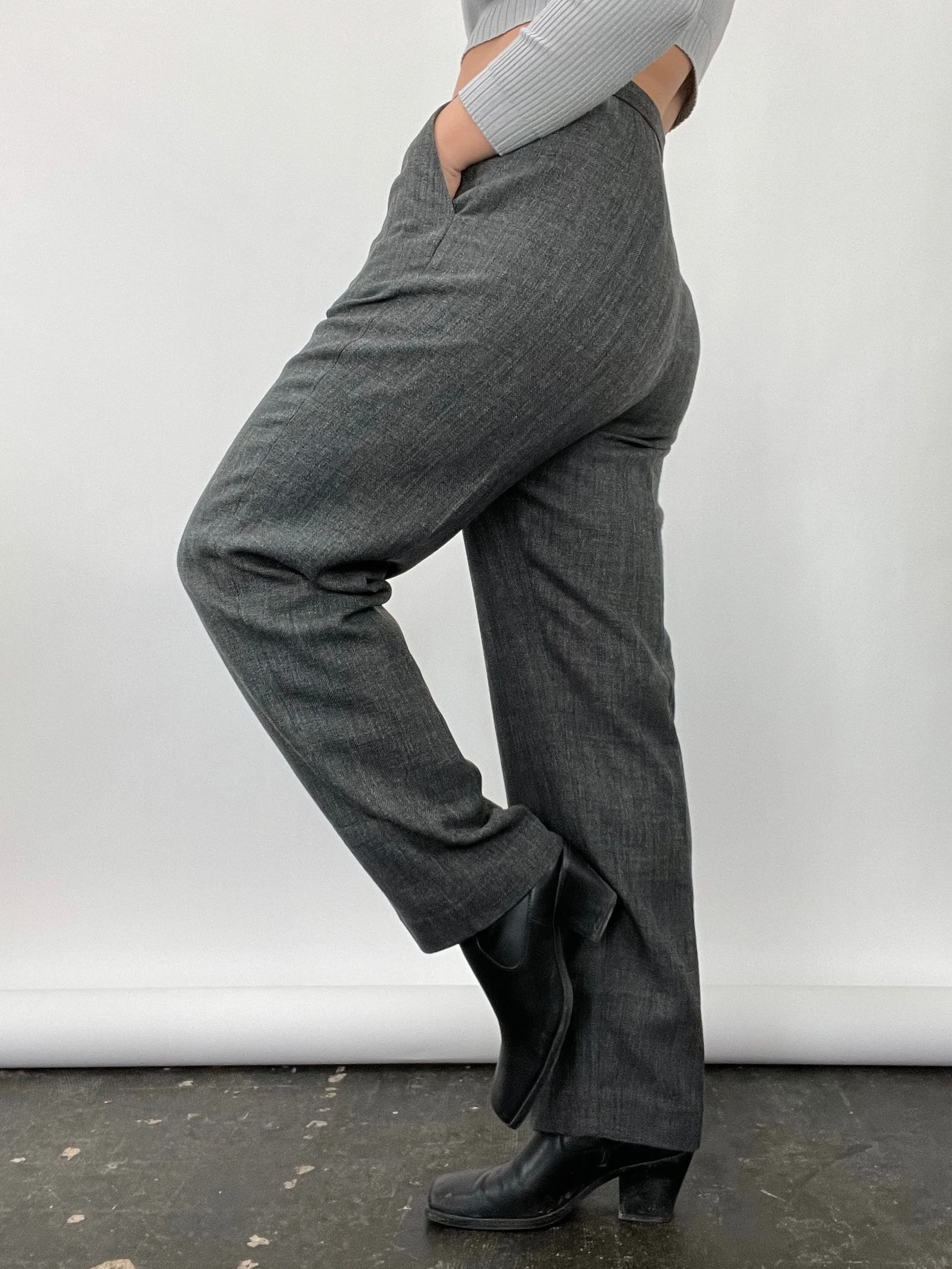 90s Vintage Larry Levine Marled Grey Trousers (W32")