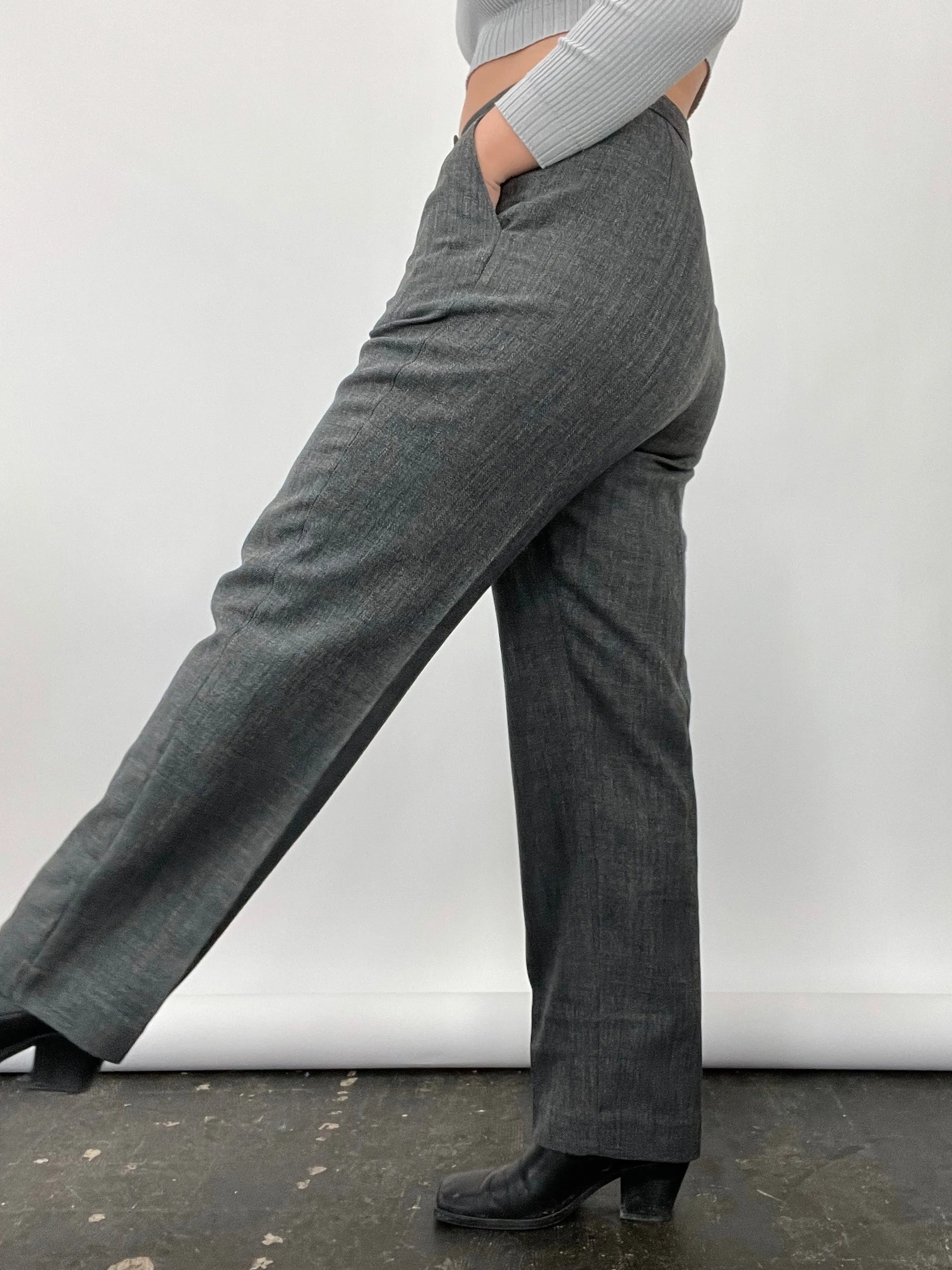 90s Vintage Larry Levine Marled Grey Trousers (W32")