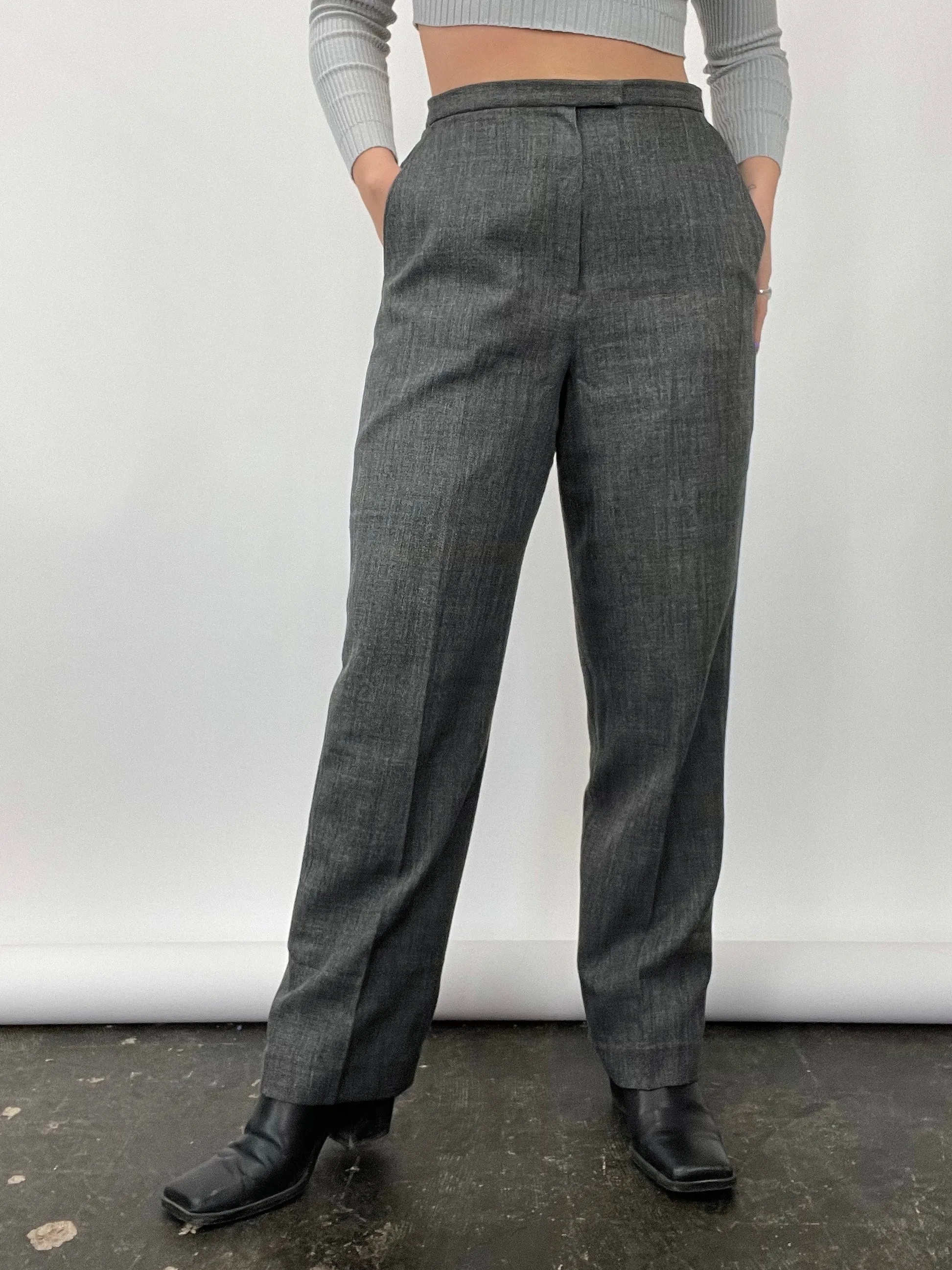 90s Vintage Larry Levine Marled Grey Trousers (W32")