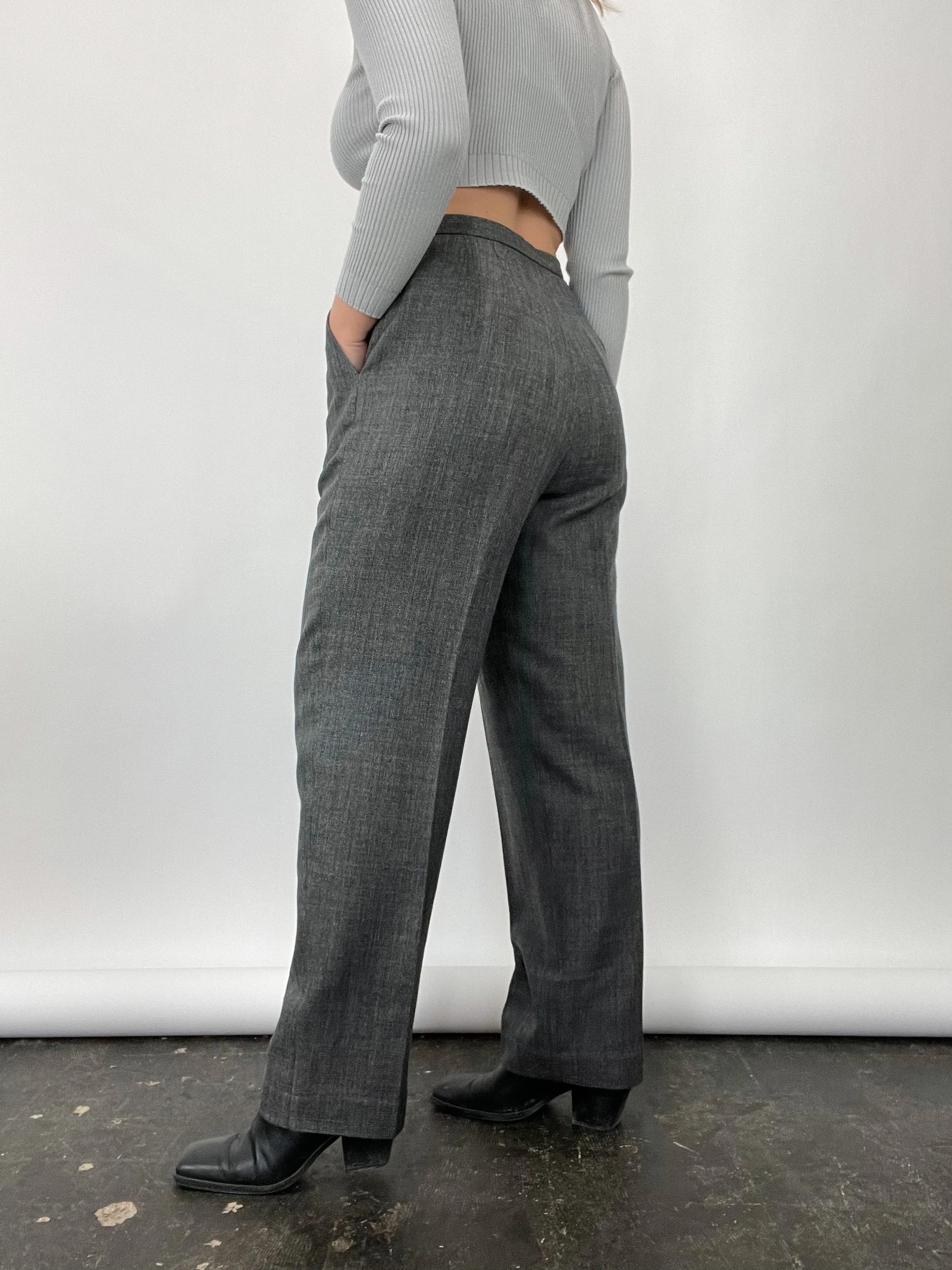 90s Vintage Larry Levine Marled Grey Trousers (W32")