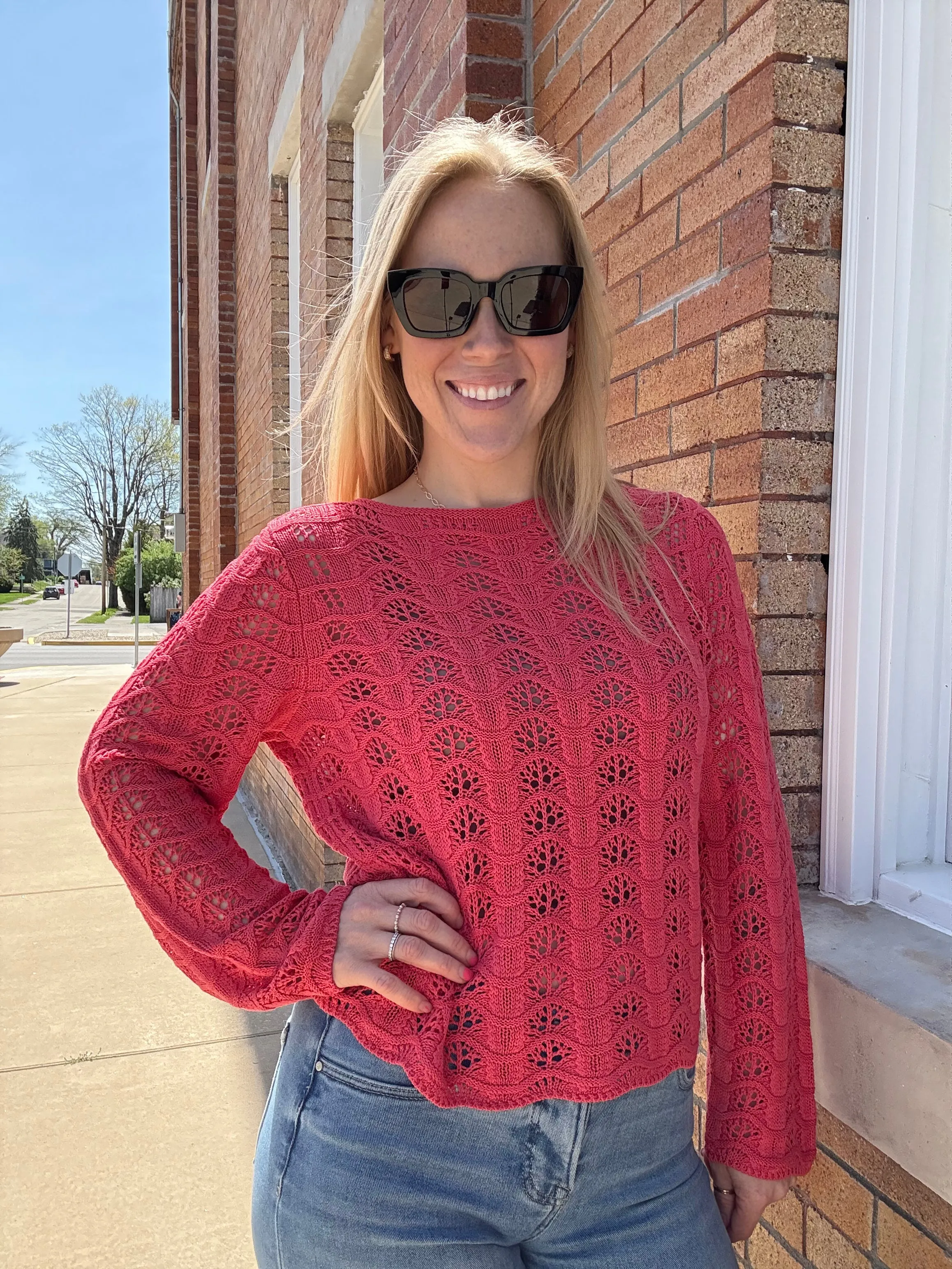 Azura Crochet Sweater Persimmon