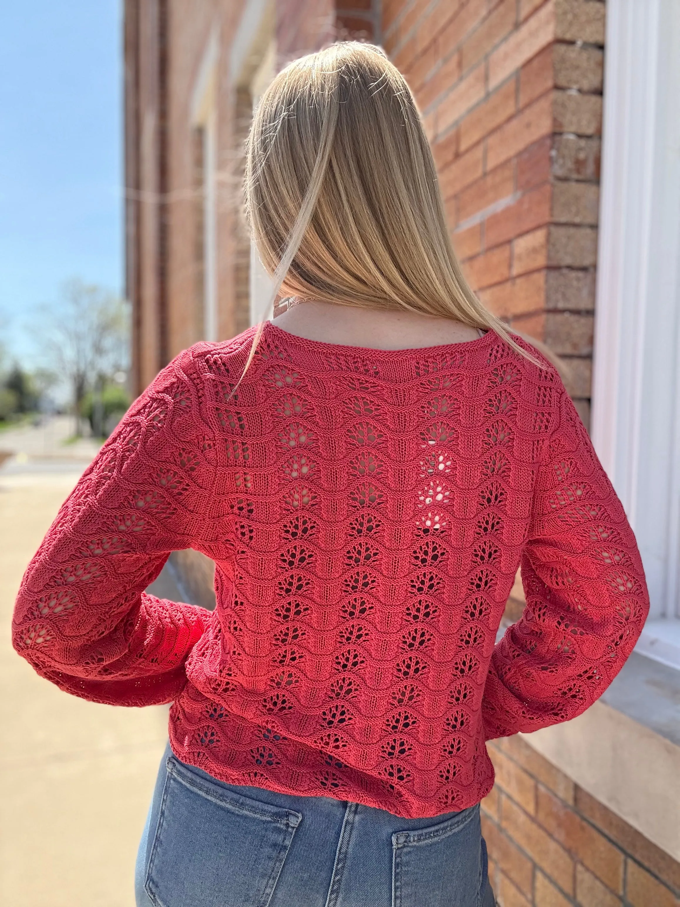 Azura Crochet Sweater Persimmon