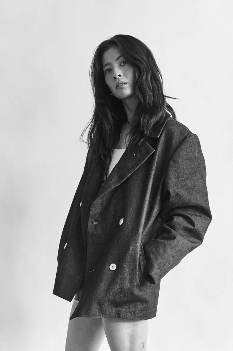 BK   Saturnino logo denim caban jacket