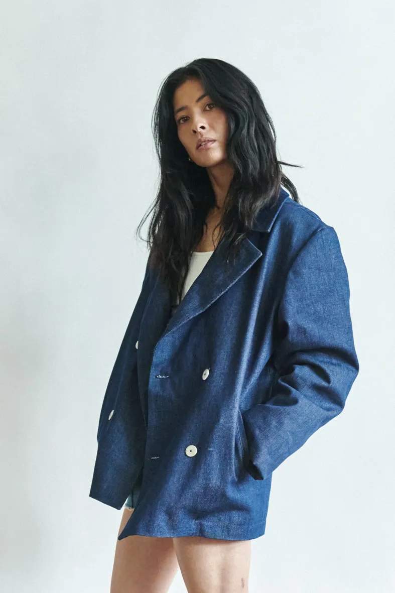 BK   Saturnino logo denim caban jacket