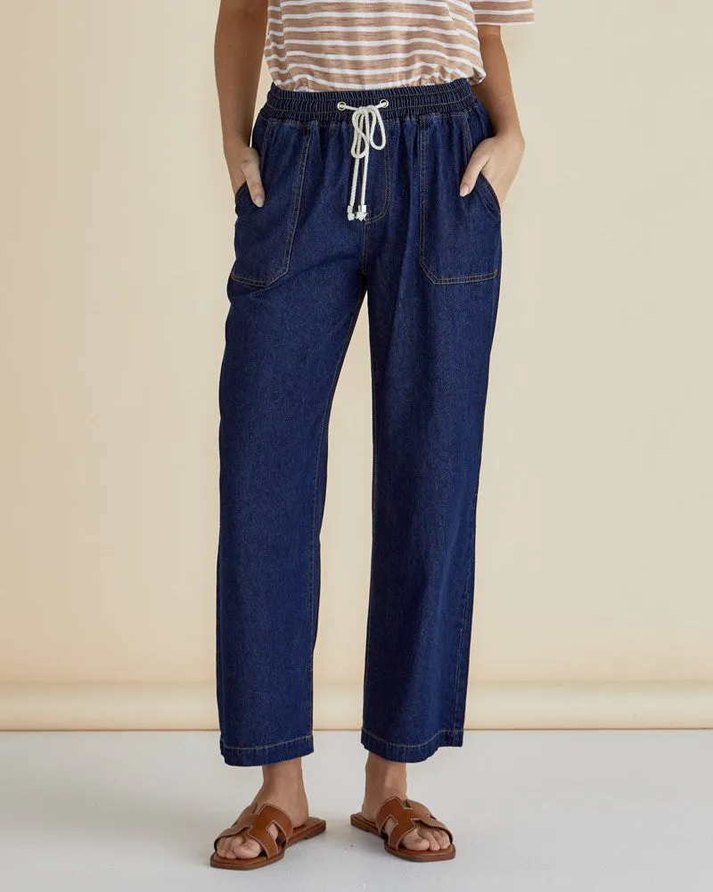 Drapey Denim Jogger - Sapphire