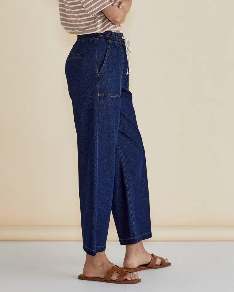 Drapey Denim Jogger - Sapphire