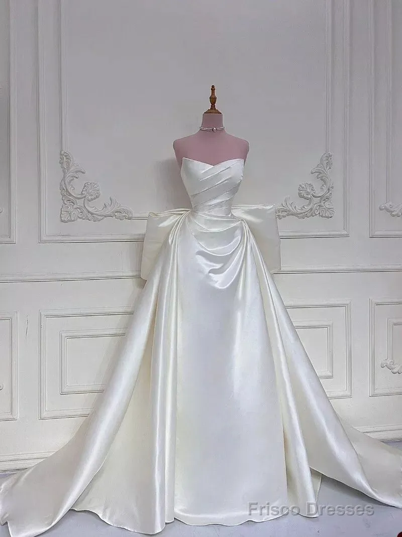 Elegant White Wedding Dresses With Train Mermaid Bridal Gowns
