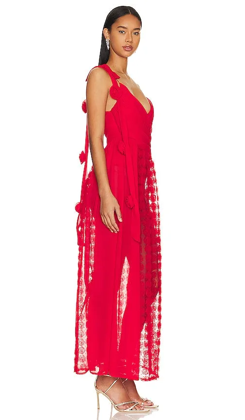 For Love & Lemons Hannah Maxi Dress in Red