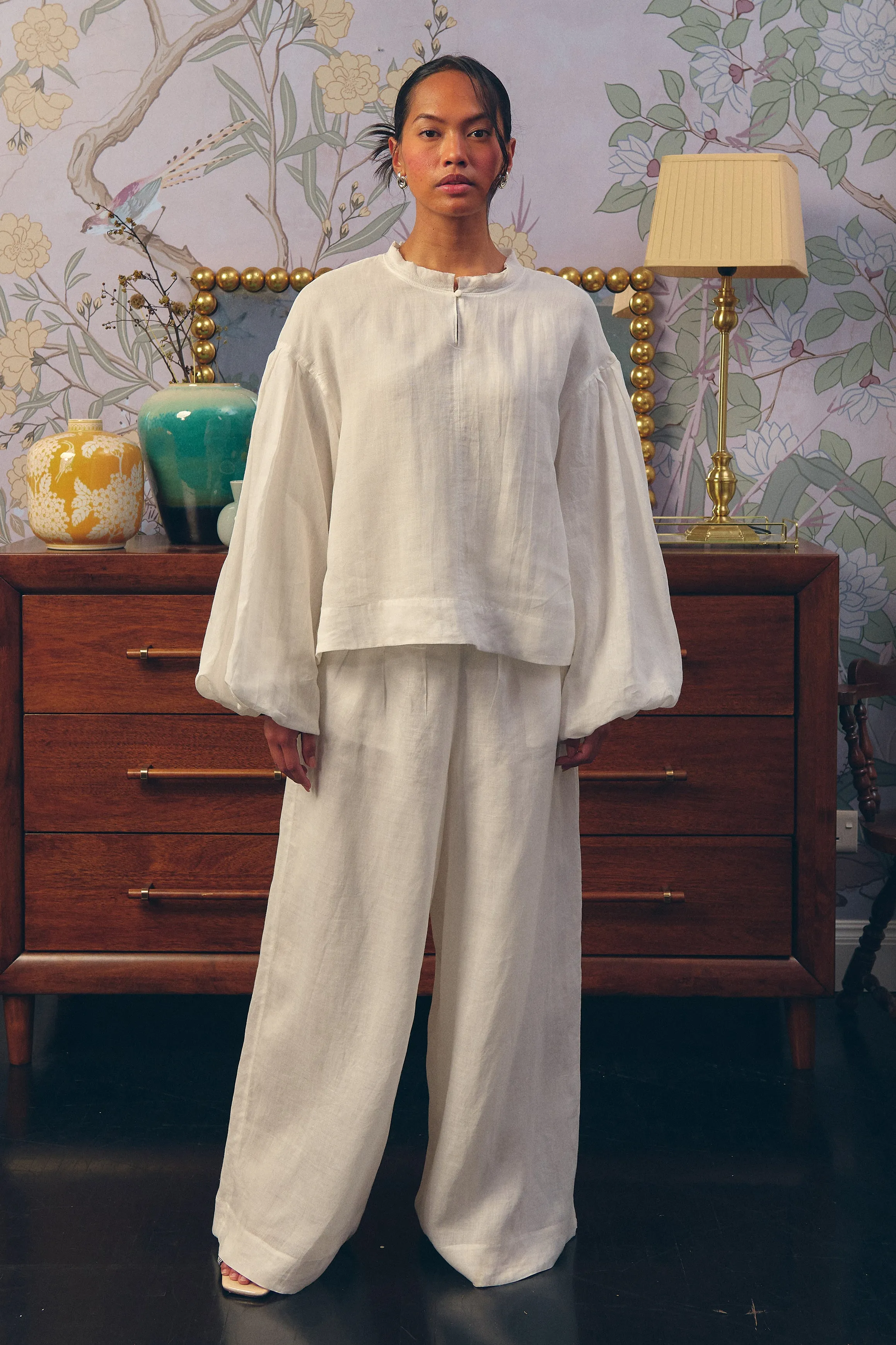 Lady Ramie Trousers in Blanc
