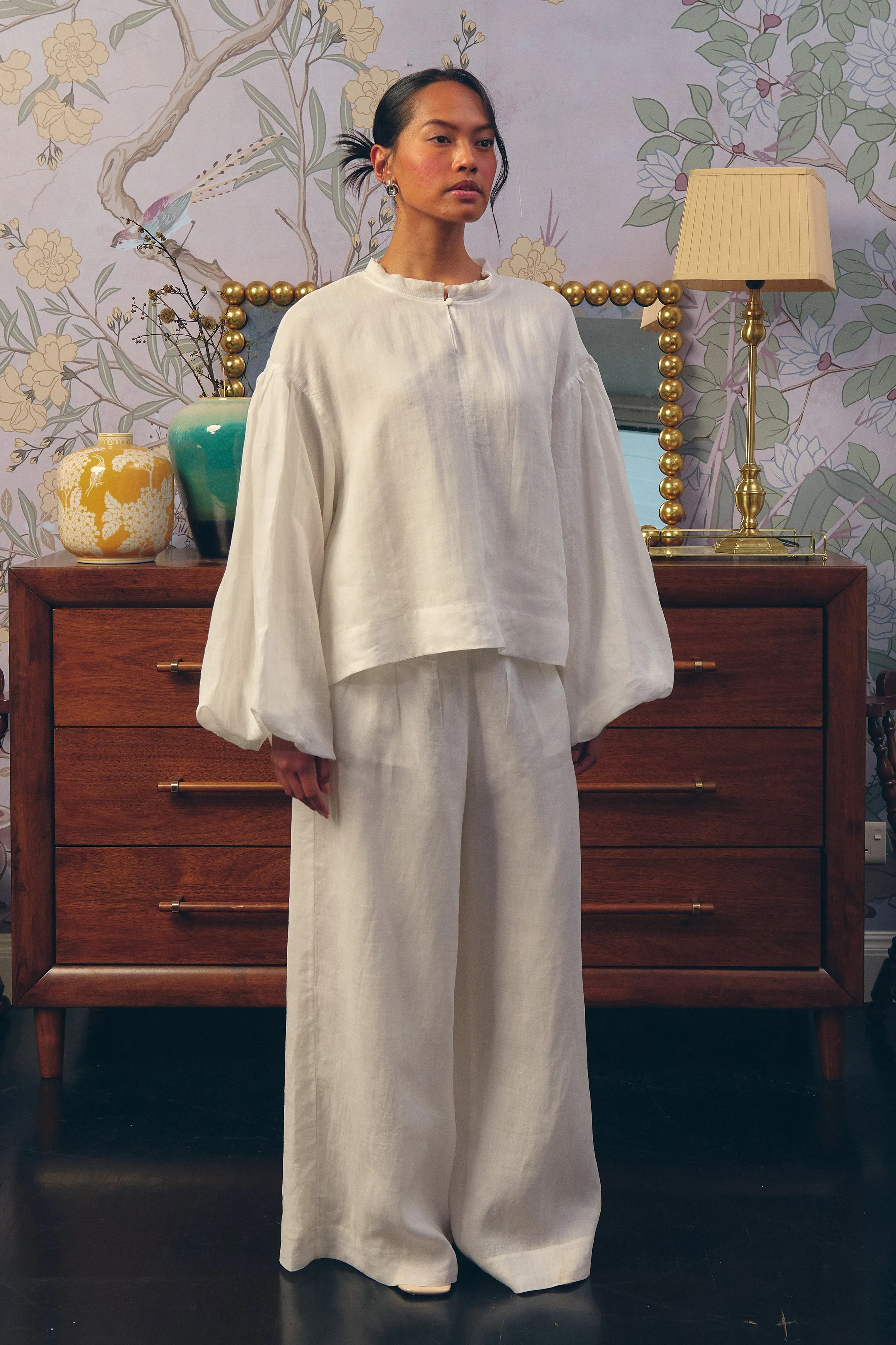 Lady Ramie Trousers in Blanc