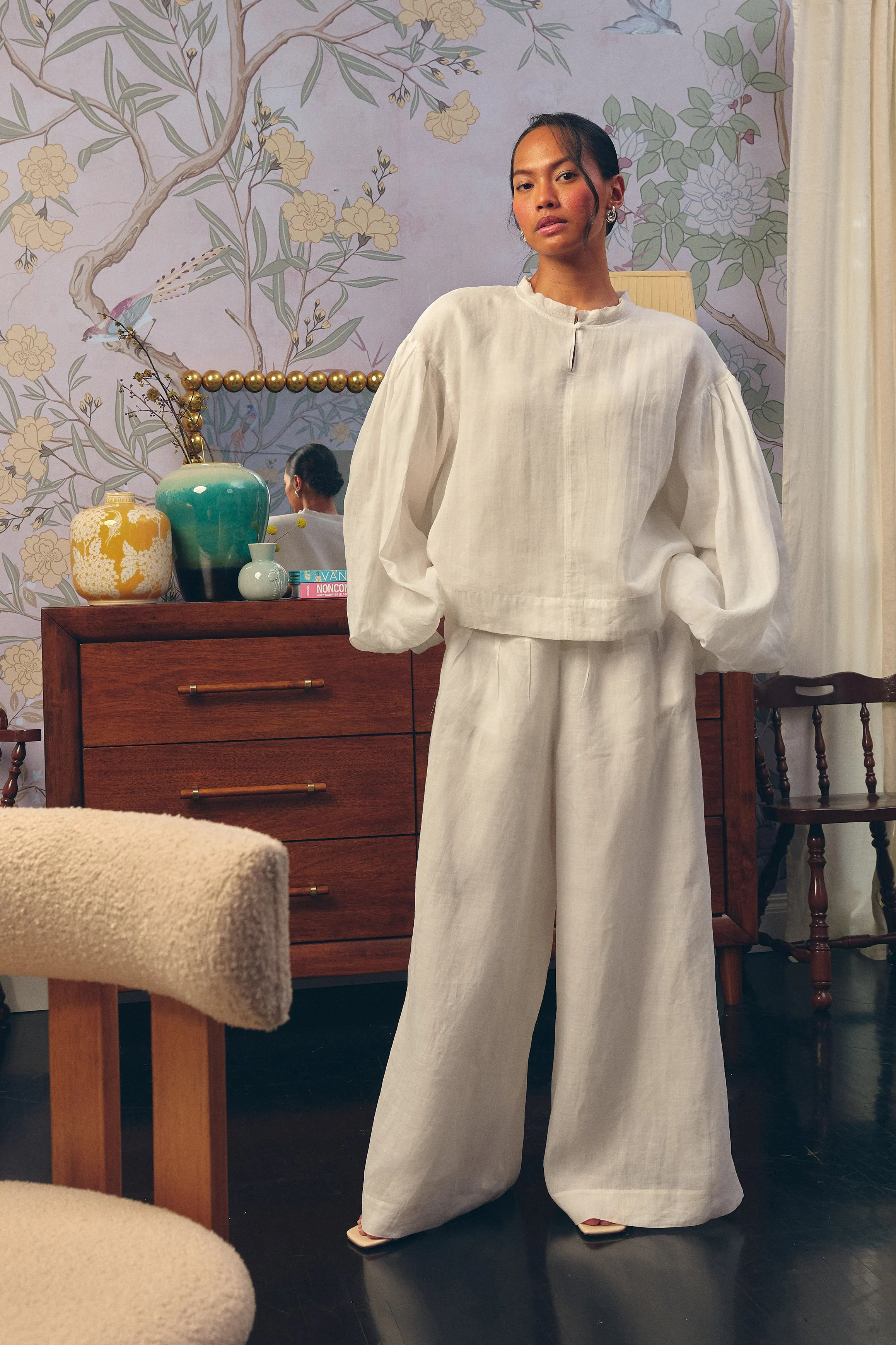Lady Ramie Trousers in Blanc
