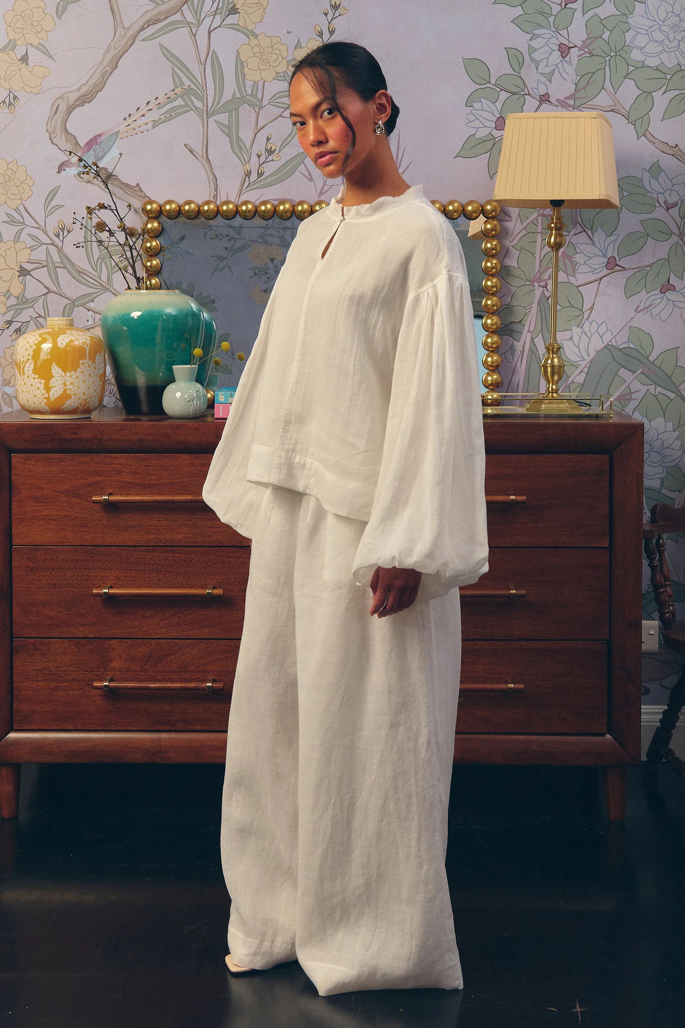 Lady Ramie Trousers in Blanc
