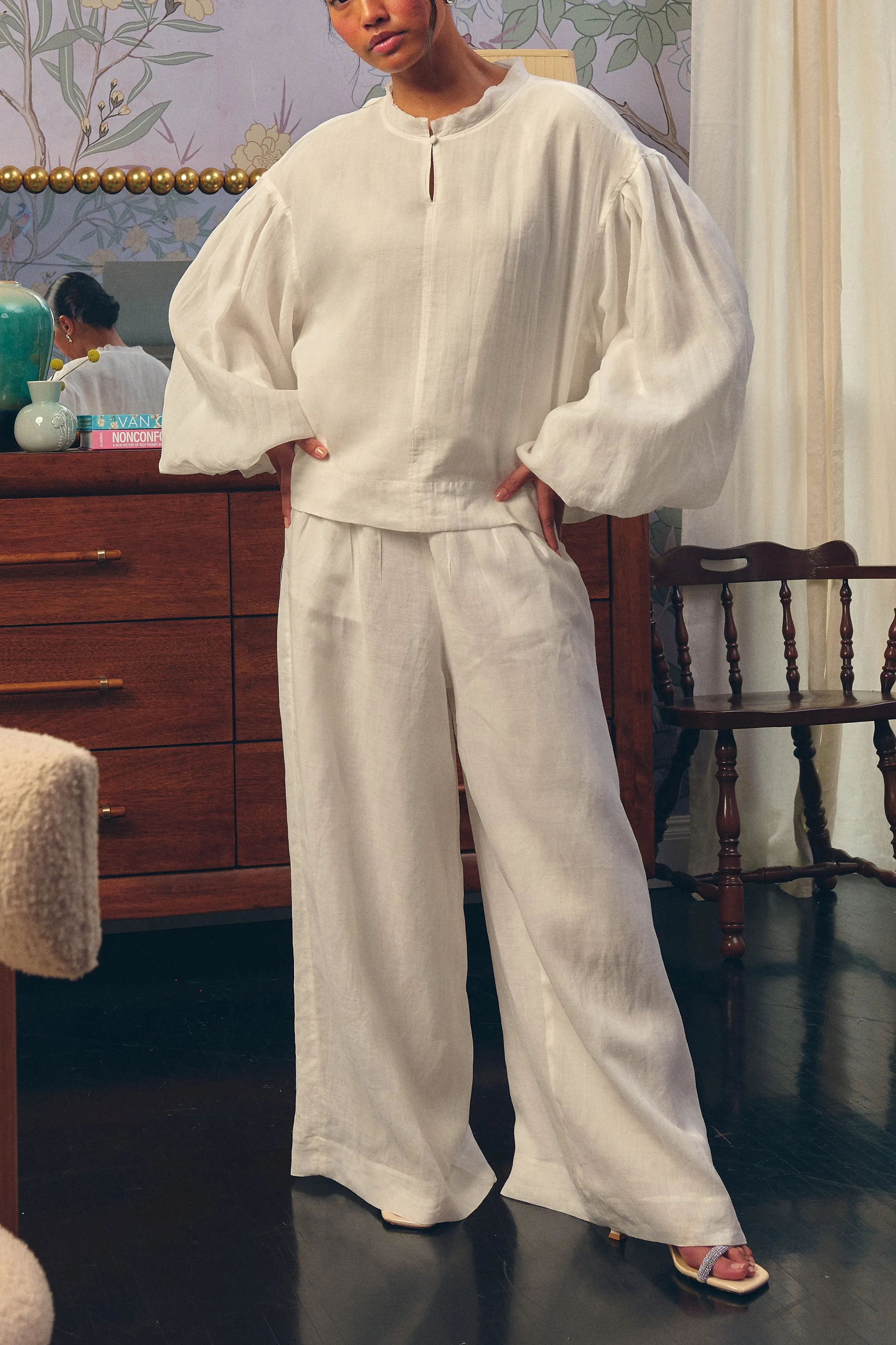 Lady Ramie Trousers in Blanc
