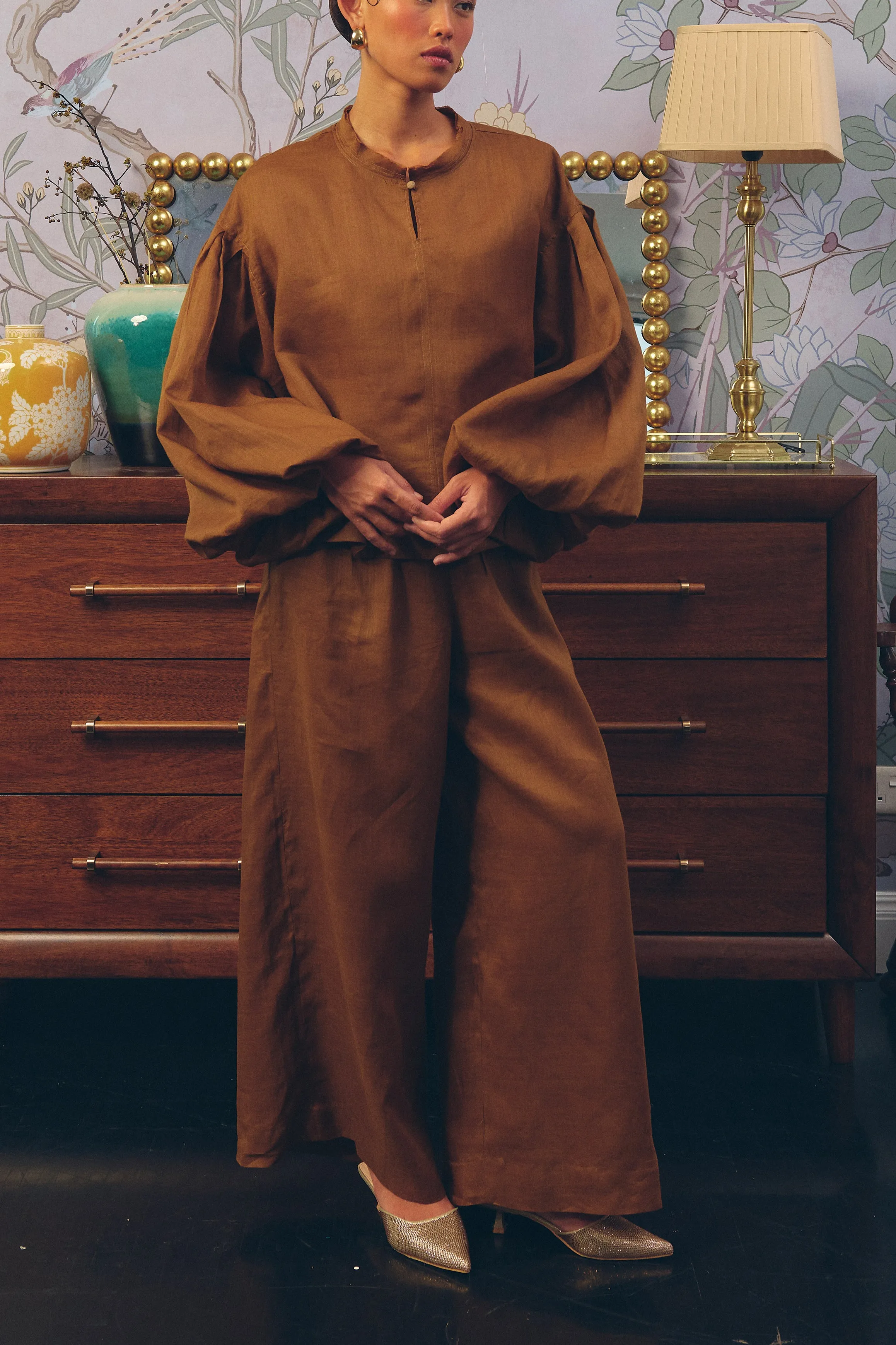 Lady Ramie Trousers in Caramel