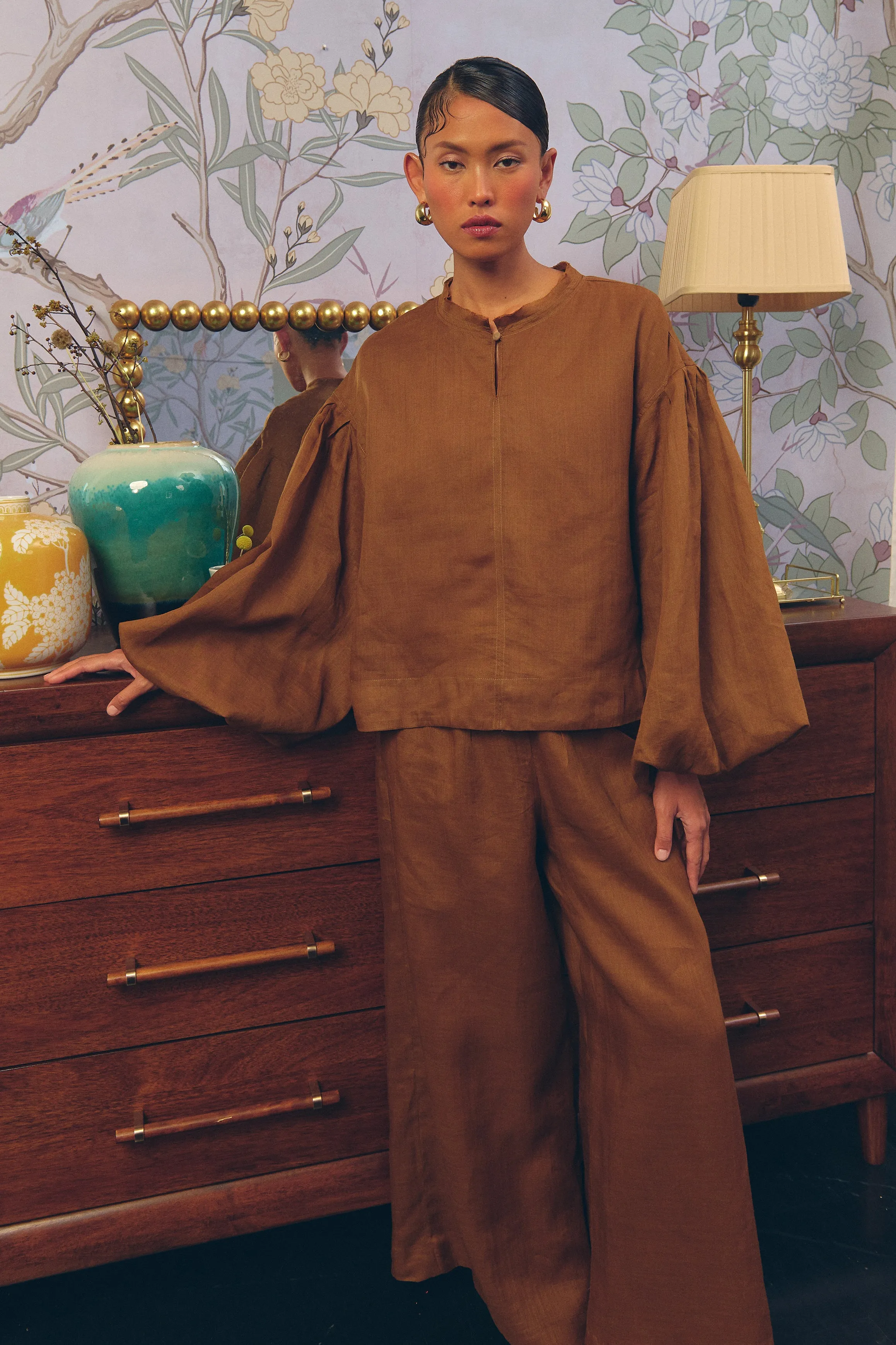 Lady Ramie Trousers in Caramel