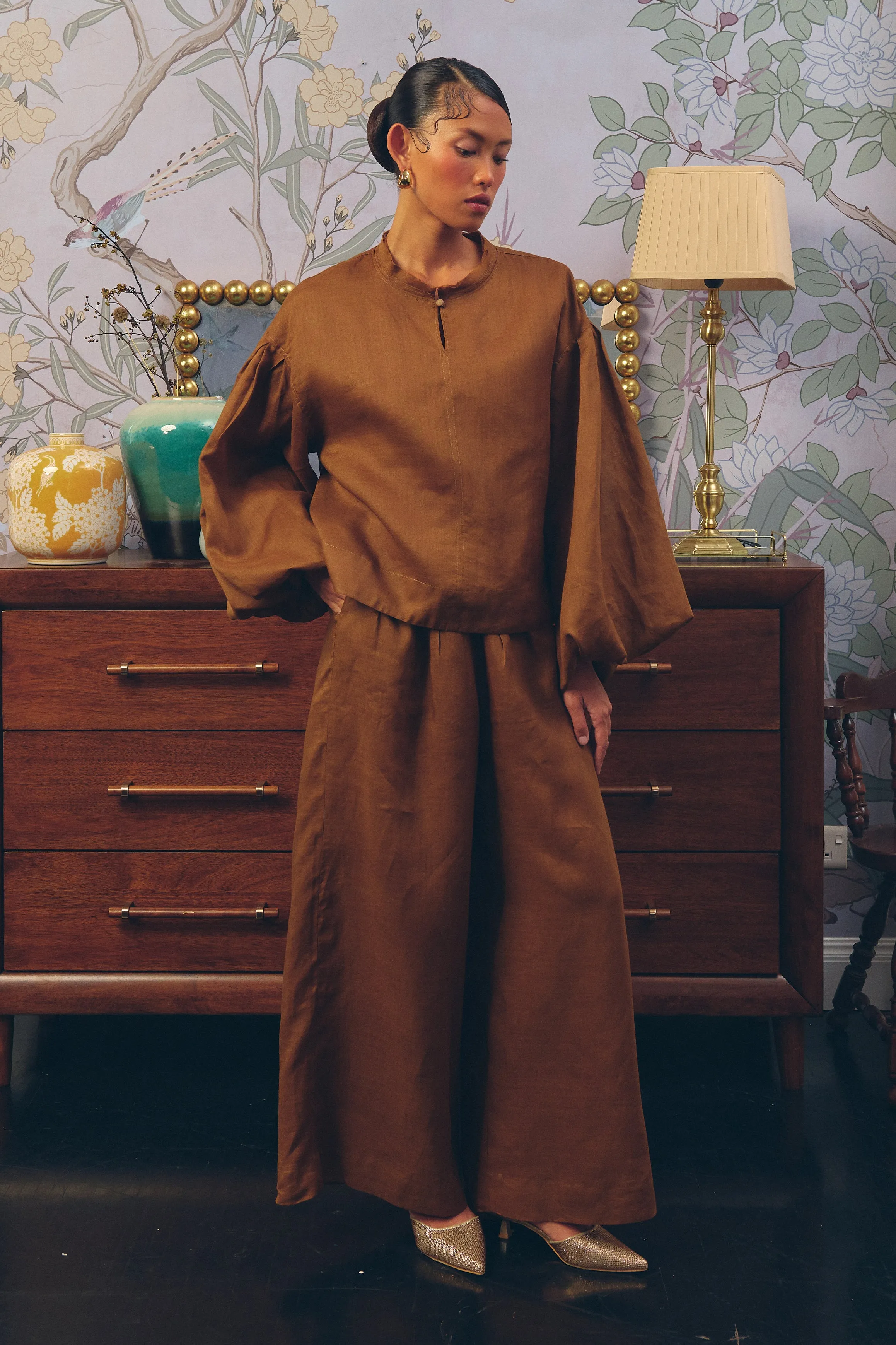Lady Ramie Trousers in Caramel