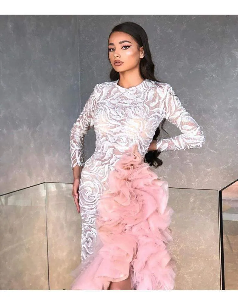 Luxury Evening Gown White and Pink