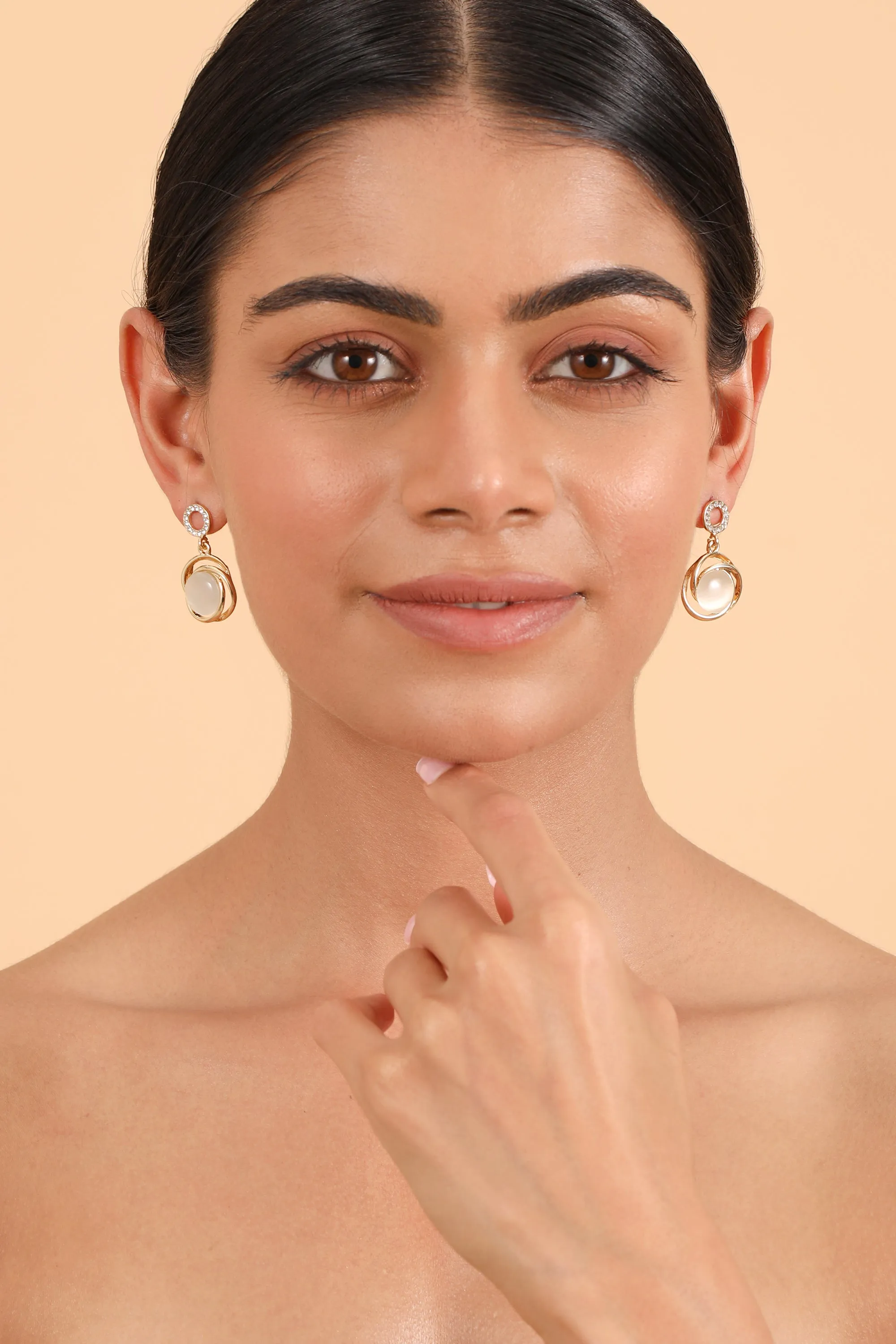 Pearlfect Stoned Dangler Earrings