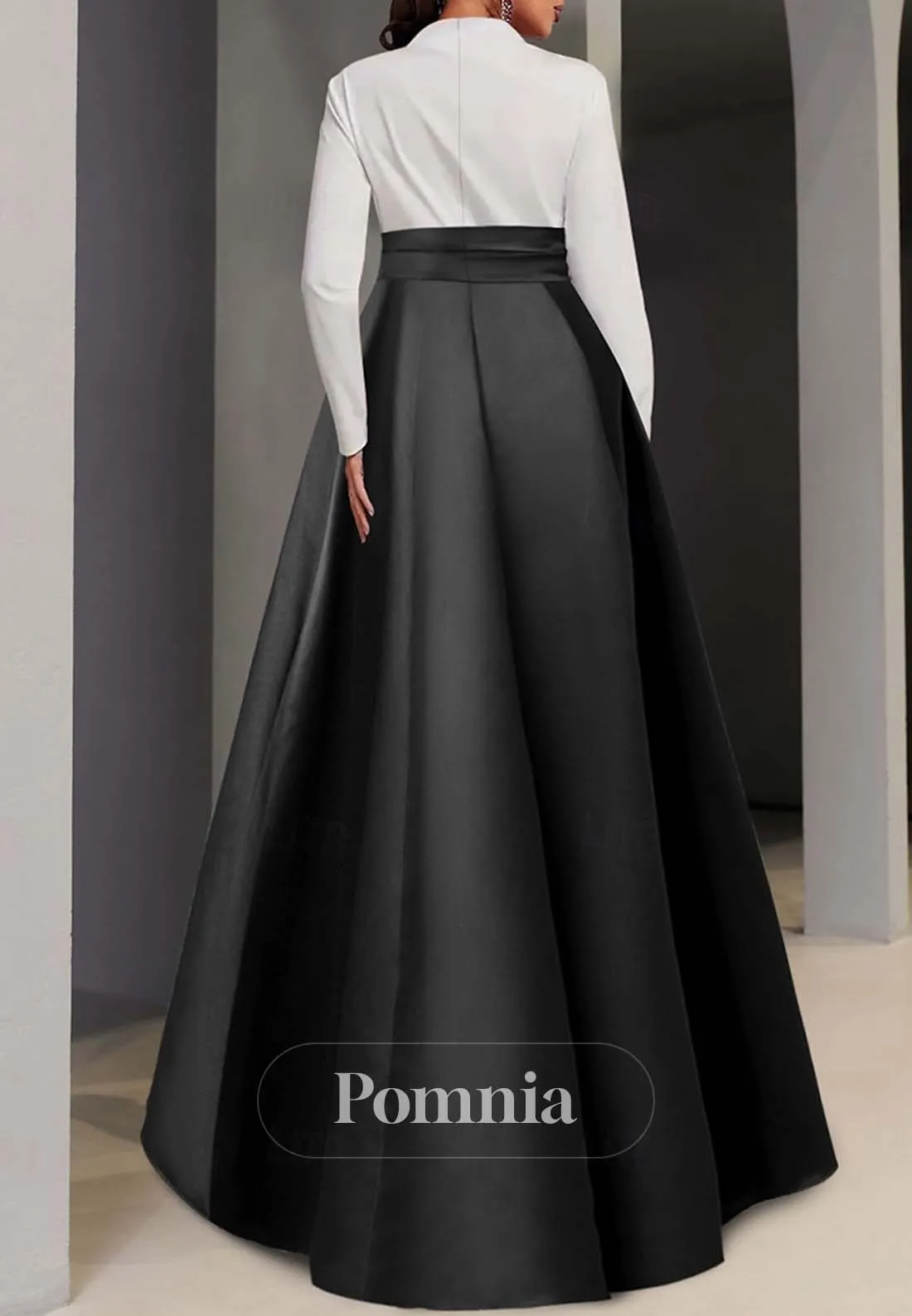 Simple A-Line Long Sleeves Empire-Waist Evening Formal Dress