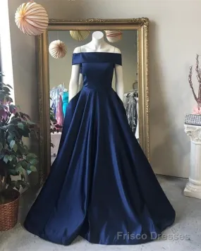 Simple Satin Off The Shoulder Long Prom Dress Ball Gowns